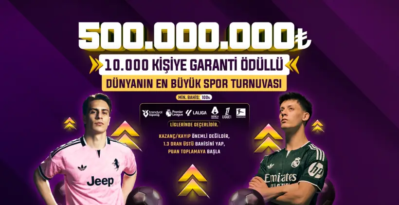 Holiganbet 500.000.000 TL ödüllü spor turnuvası banneri